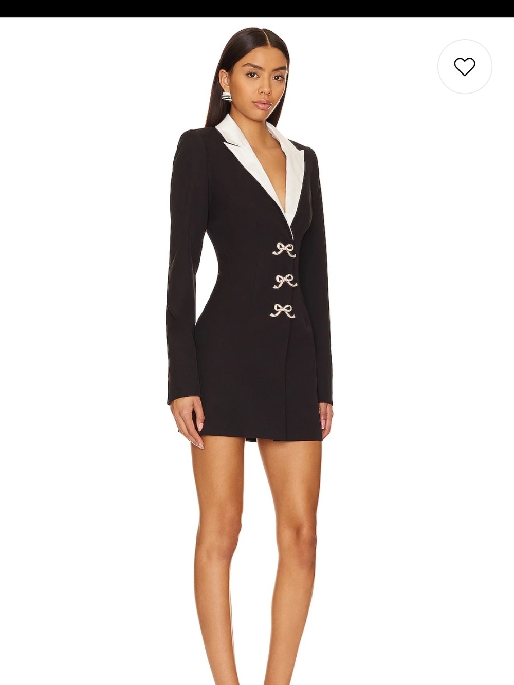 MAJORELLE Black Mini Blazer Dress with White Lapel NWOT